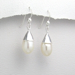 Modern Sterling Freshwater Pearl Dangle Earrings